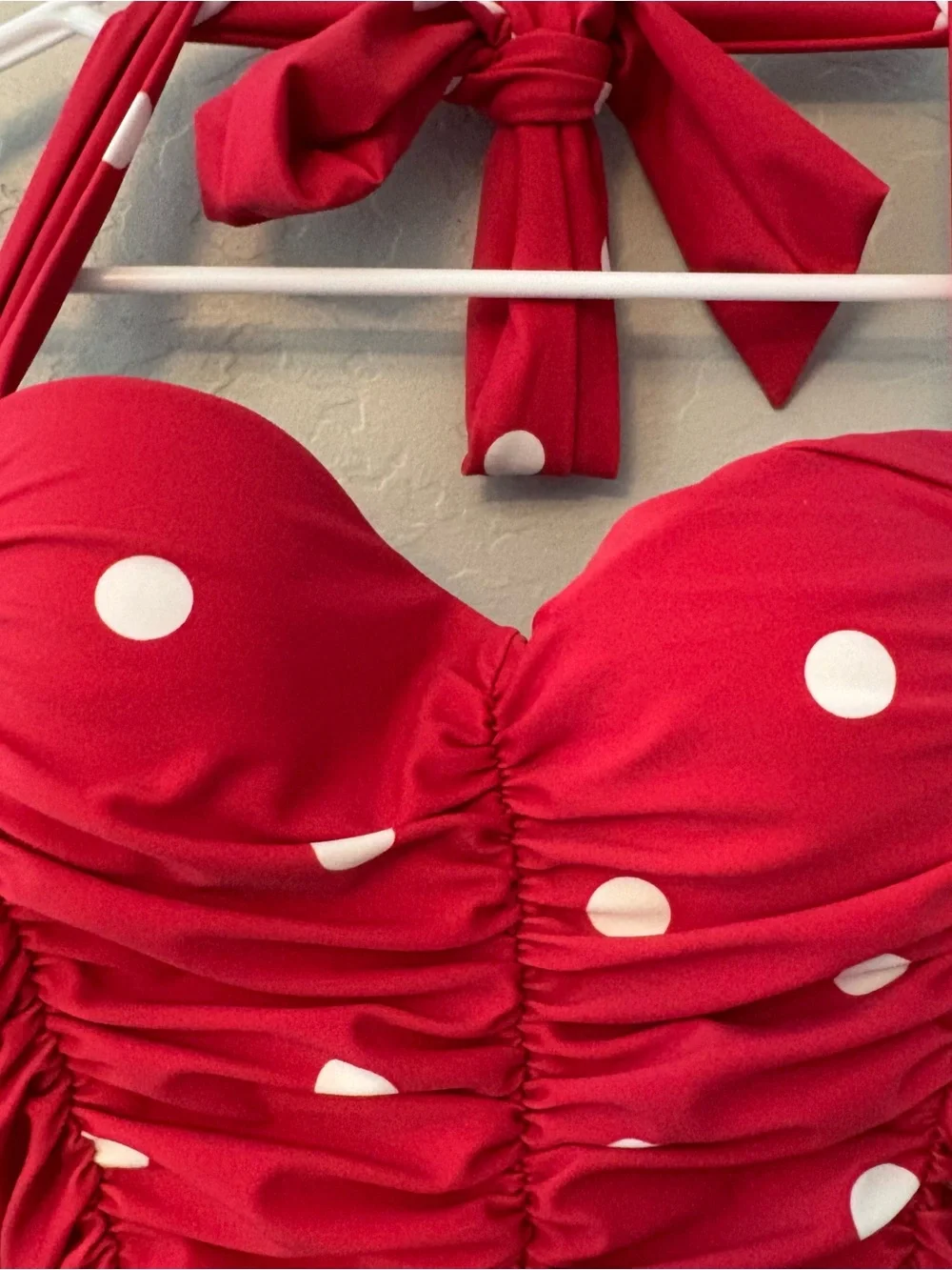 Unique vintage swim mansfield halter red white one piece dot swimsuit medium